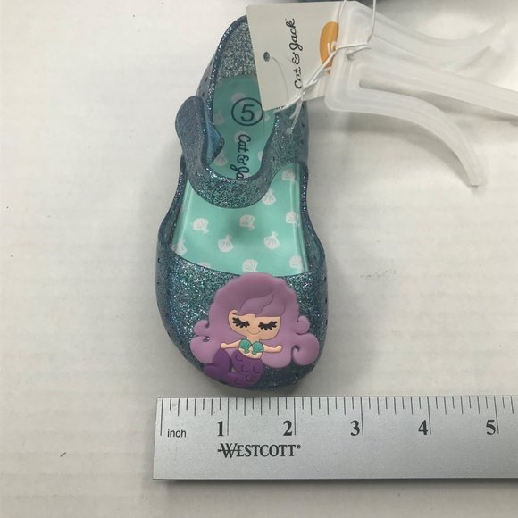 Cat And Jack Girl's Size 5 Hydee Mermaid Slip On Shoe Teal New With Tags - Picture 11 of 13
